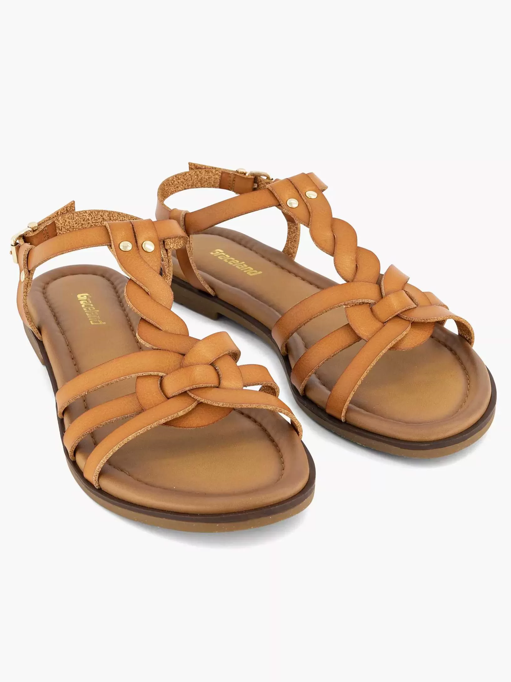 bruine_sandalen_gevlochten_4.webp Dames Graceland Bruine Sandalen Gevlochten