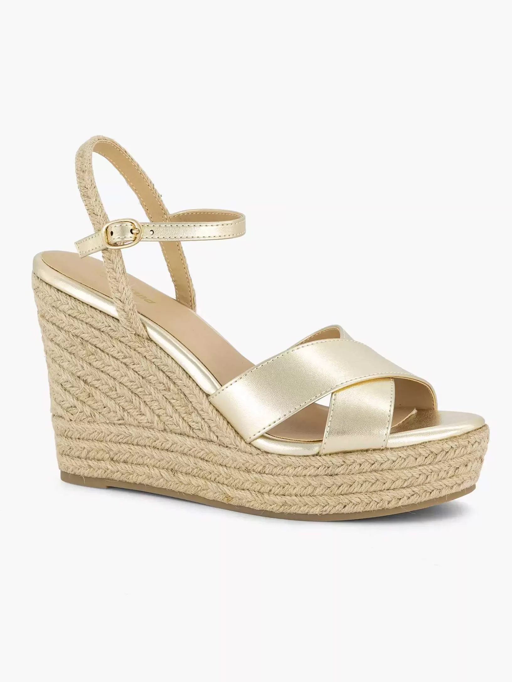 gouden_espadrille_sleehak_3.webp Dames Graceland Gouden Espadrille Sleehak