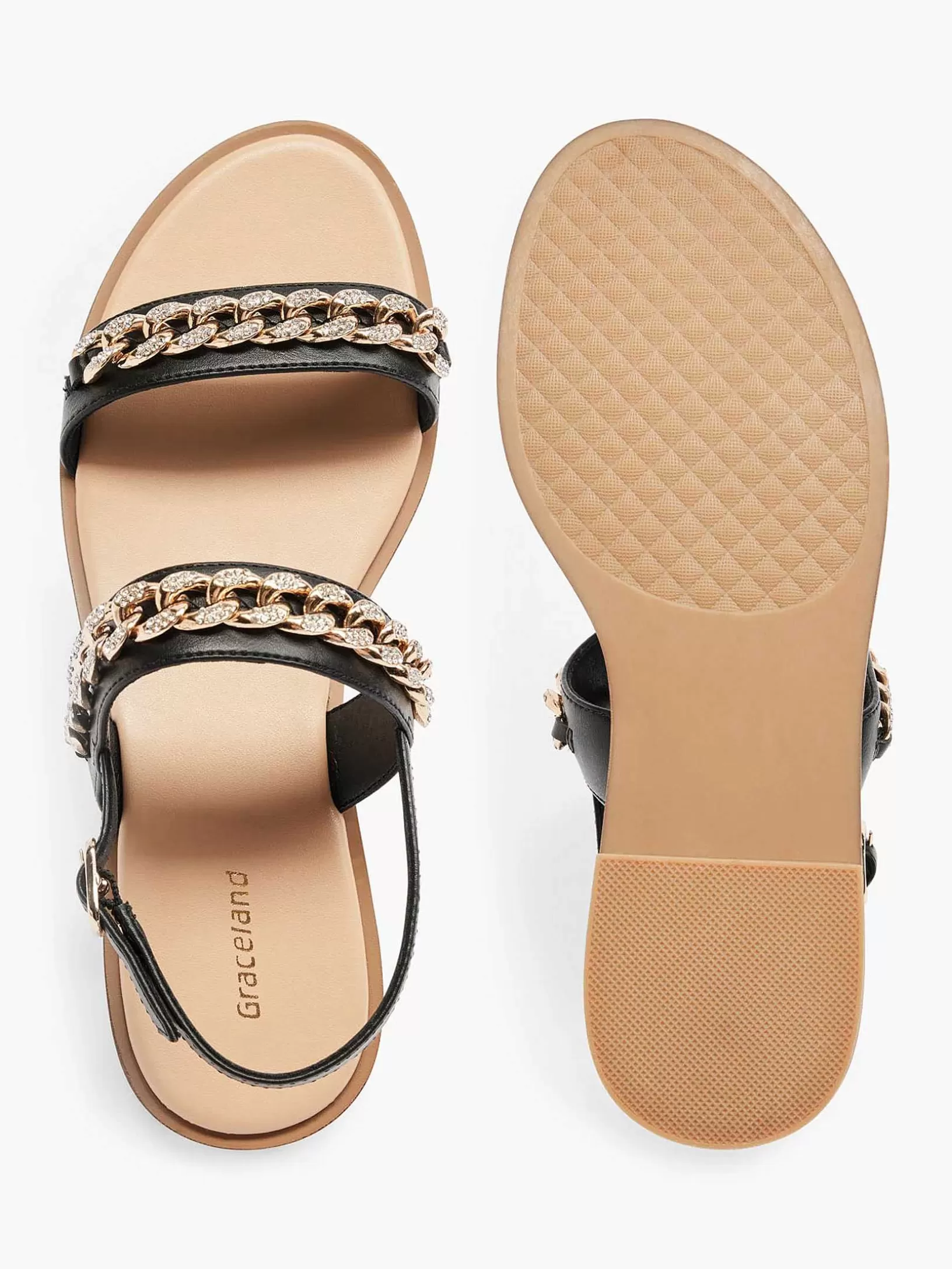 zwarte_sandaal_sierketting_5-2.webp Dames Graceland Zwarte Sandaal Sierketting